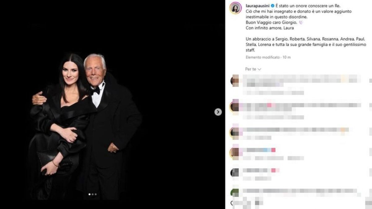 Laura Pausini ricorda Giorgio Armani: le parole della cantante e l’ultimo ricordo su Instagram