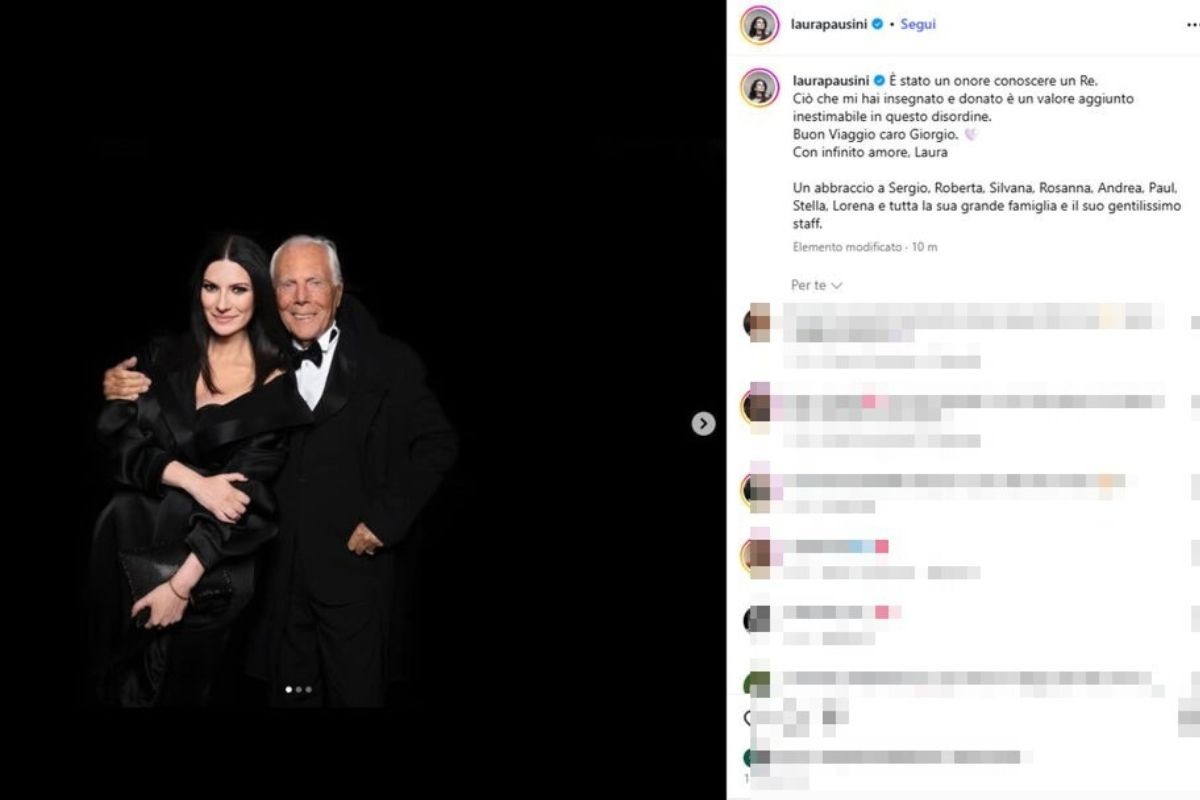Laura Pausini ricorda Giorgio Armani: le parole della cantante e l’ultimo ricordo su Instagram