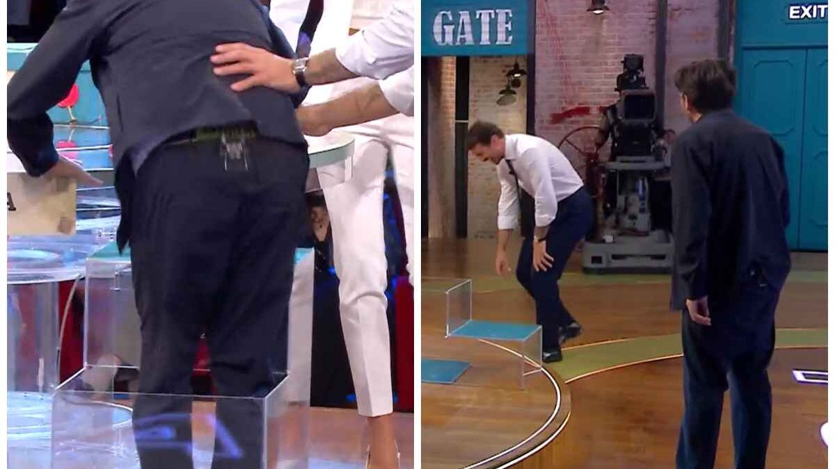 Affari Tuoi, Herbert Ballerina cade, la reazione di Stefano De Martino e il video virale