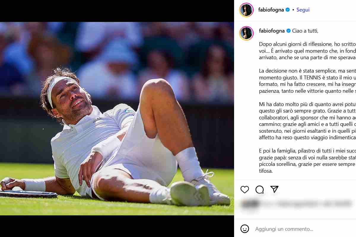 Fabio Fognini ha lasciato il tennis