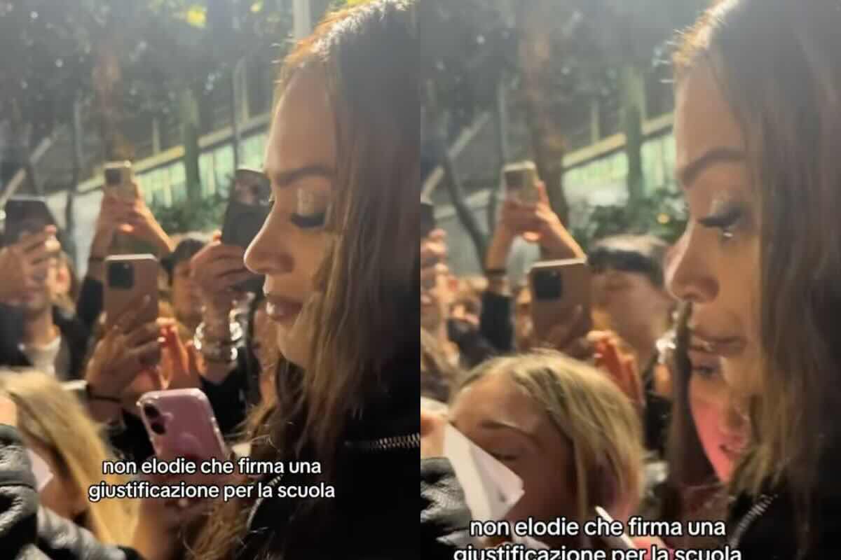 elodie firma gli autografi