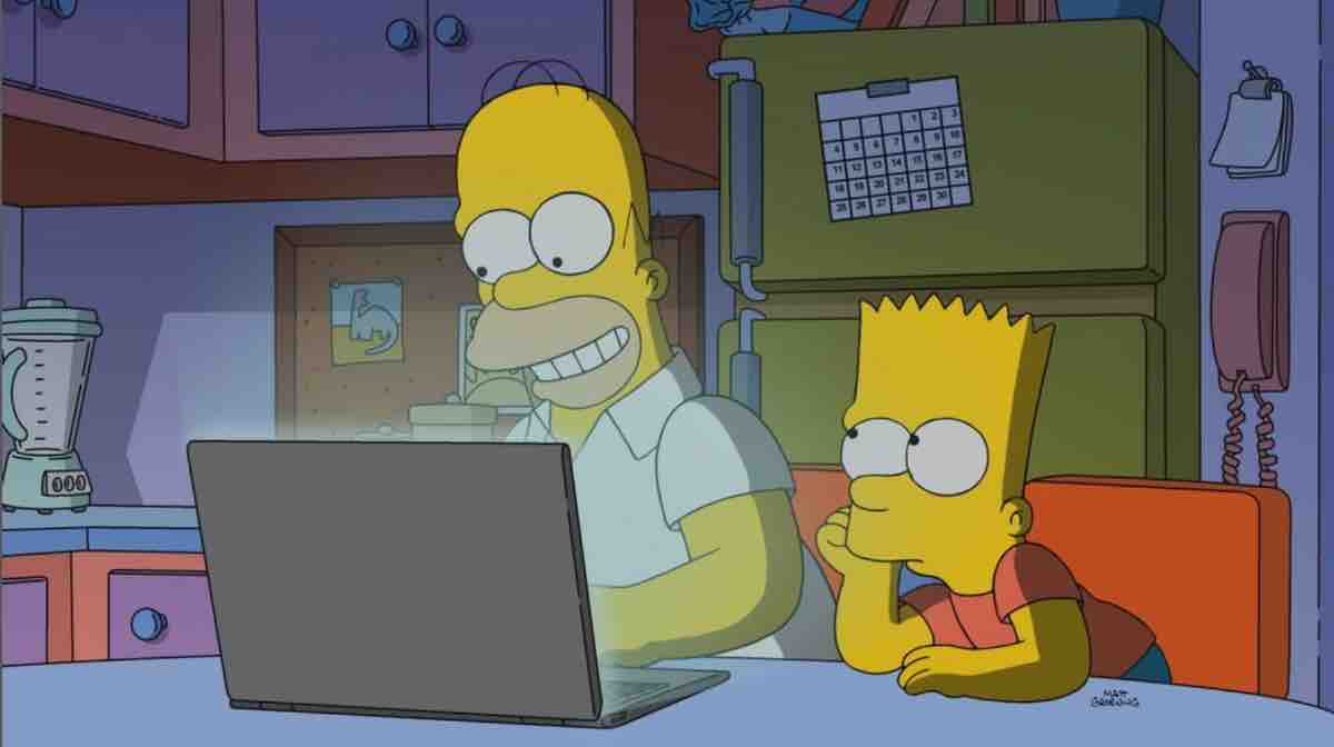 Homer e Bart Simpson 36 anni dopo il loro debutto in tv
