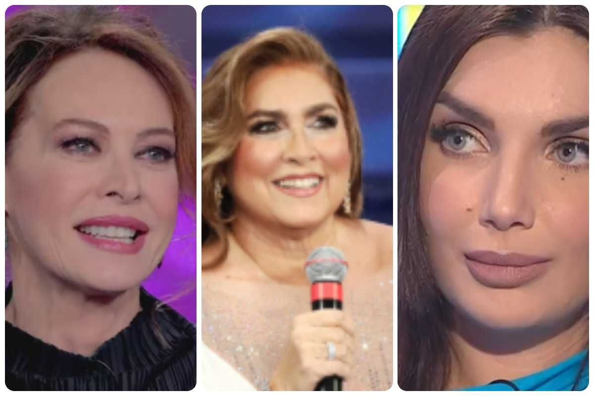 Collage di Elettra Lamborghini, romina power e Elena Sofia Ricci