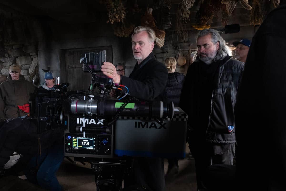 Christopher Nolan durante la lavorazione di The Odyssey (Odissea, 2026), il kolossal con Matt Damon nei panni di Ulisse in uscita a luglio 2026