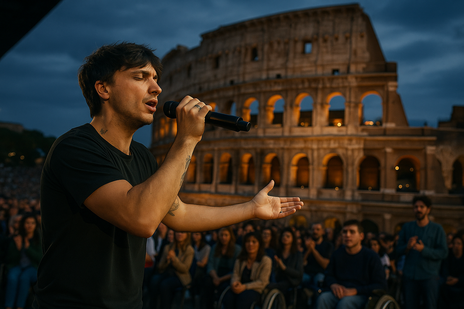 Ultimo a Roma: il concerto-evento con 1500 persone con disabilità (prova generale luglio 2026)